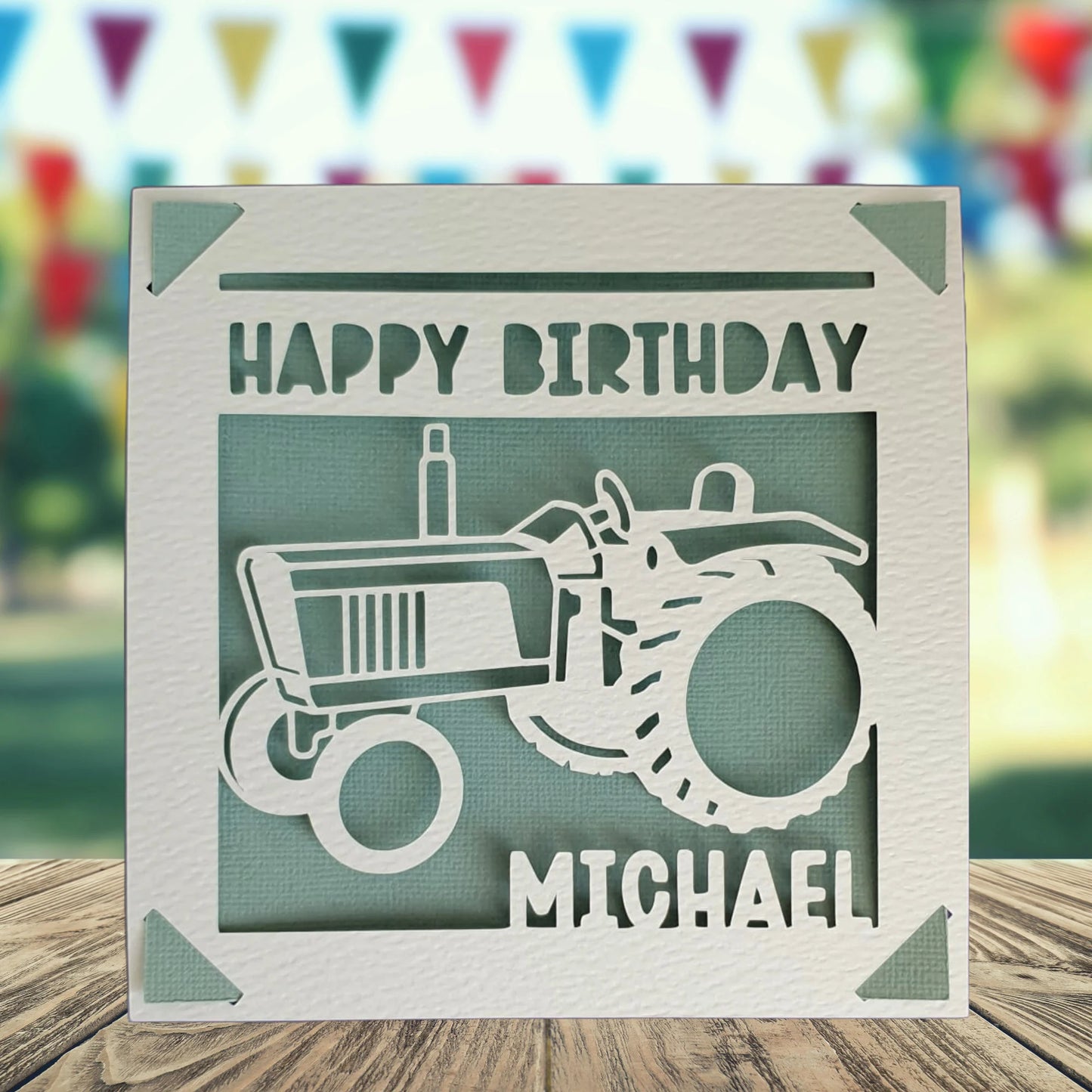 Tractor Happy Birthday Personalised Papercut Card