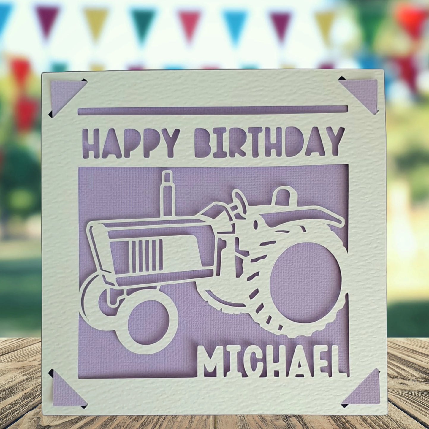 Tractor Happy Birthday Personalised Papercut Card