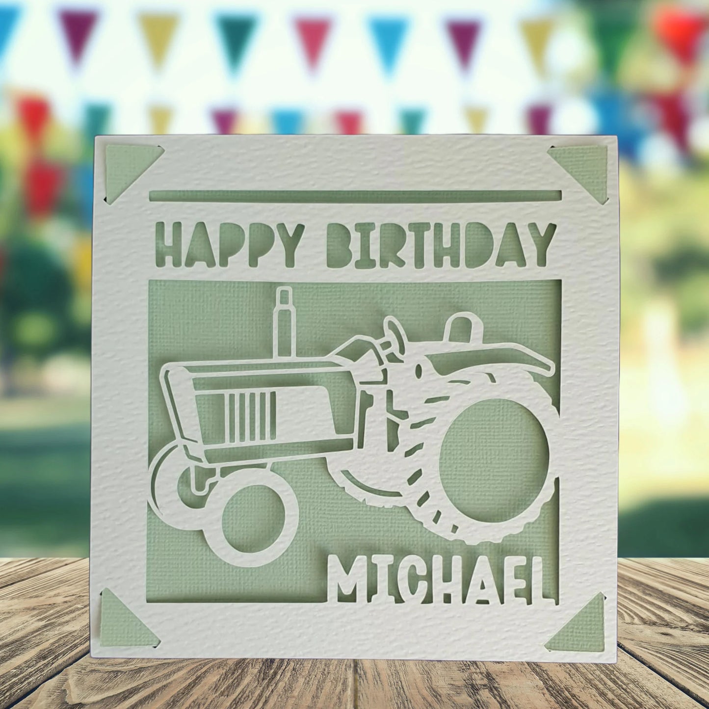 Tractor Happy Birthday Personalised Papercut Card