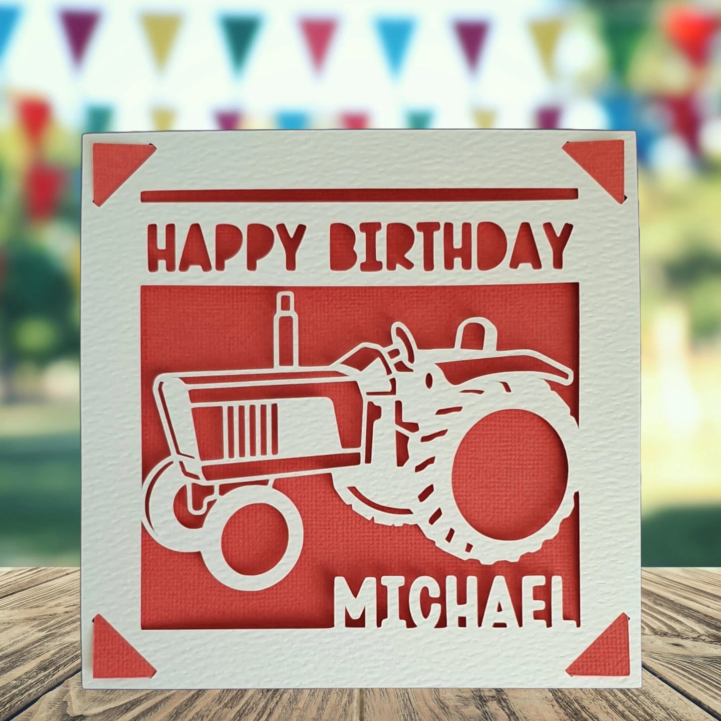 Tractor Happy Birthday Personalised Papercut Card