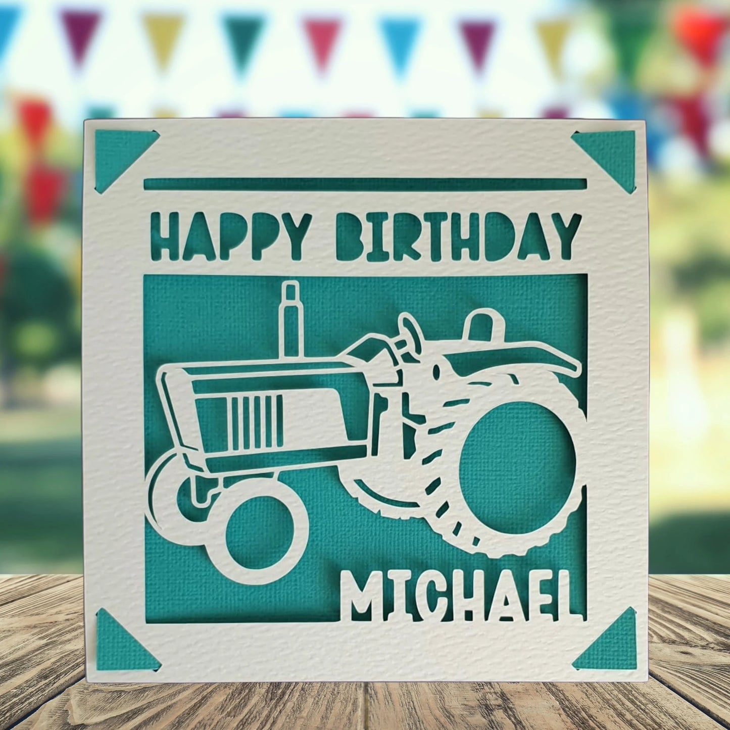 Tractor Happy Birthday Personalised Papercut Card