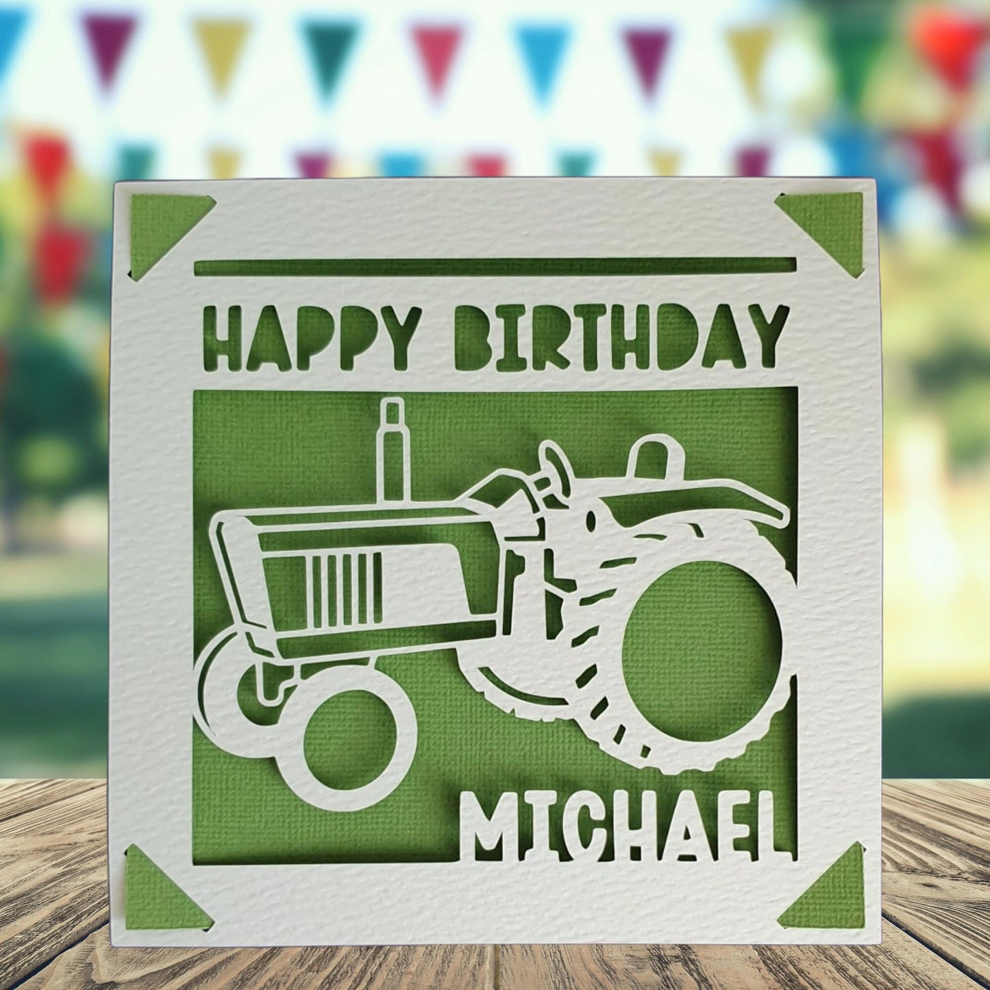 Tractor Happy Birthday Personalised Papercut Card