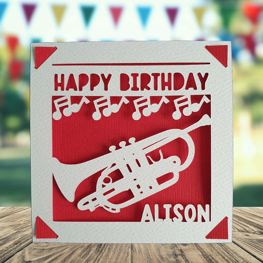 Brass Band Trumpet Cornet Personalised Birthday Card