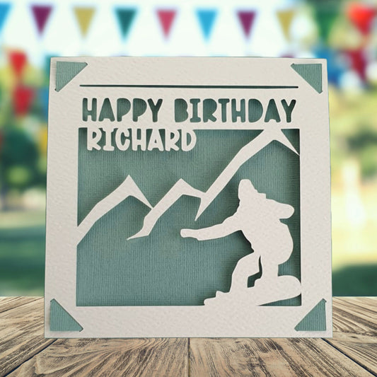 Snowboarder Personalised Birthday Card