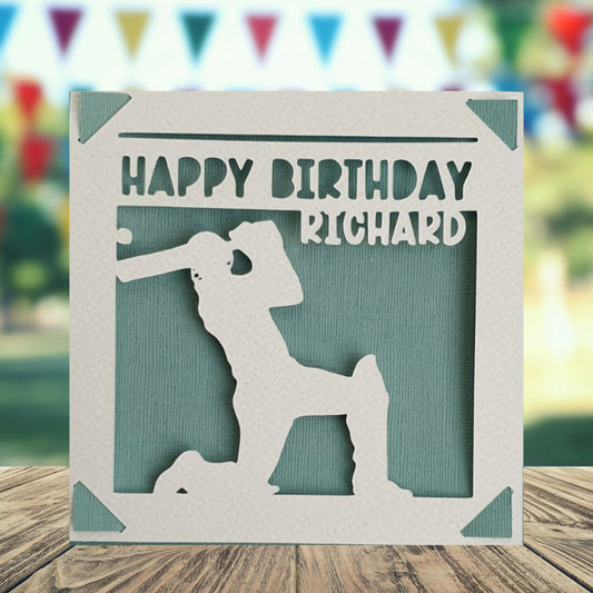 Cricket Player Personalised Birthday Card