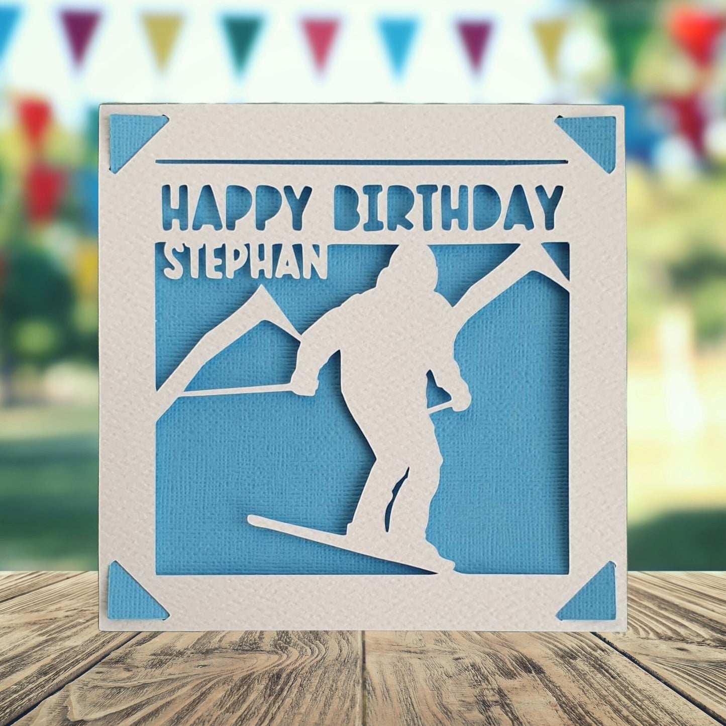 Personalised Skiing Birthday Card