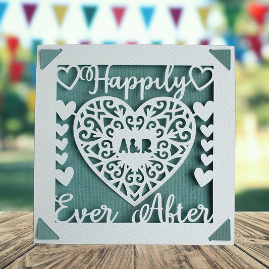 Wedding Happily Ever After Hearts Personalised Card