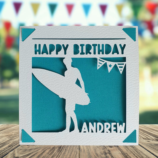 Surfing Personalised Birthday Card