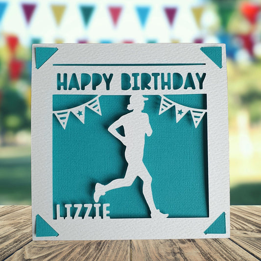 Female Runner Personalised Birthday Card