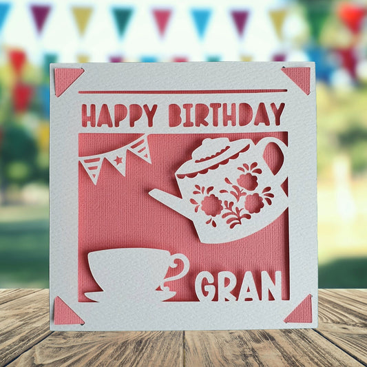 Cup of Tea & Teapot Personalised Birthday Card