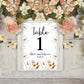 Autumnal Wild Flowers Wedding Table Number