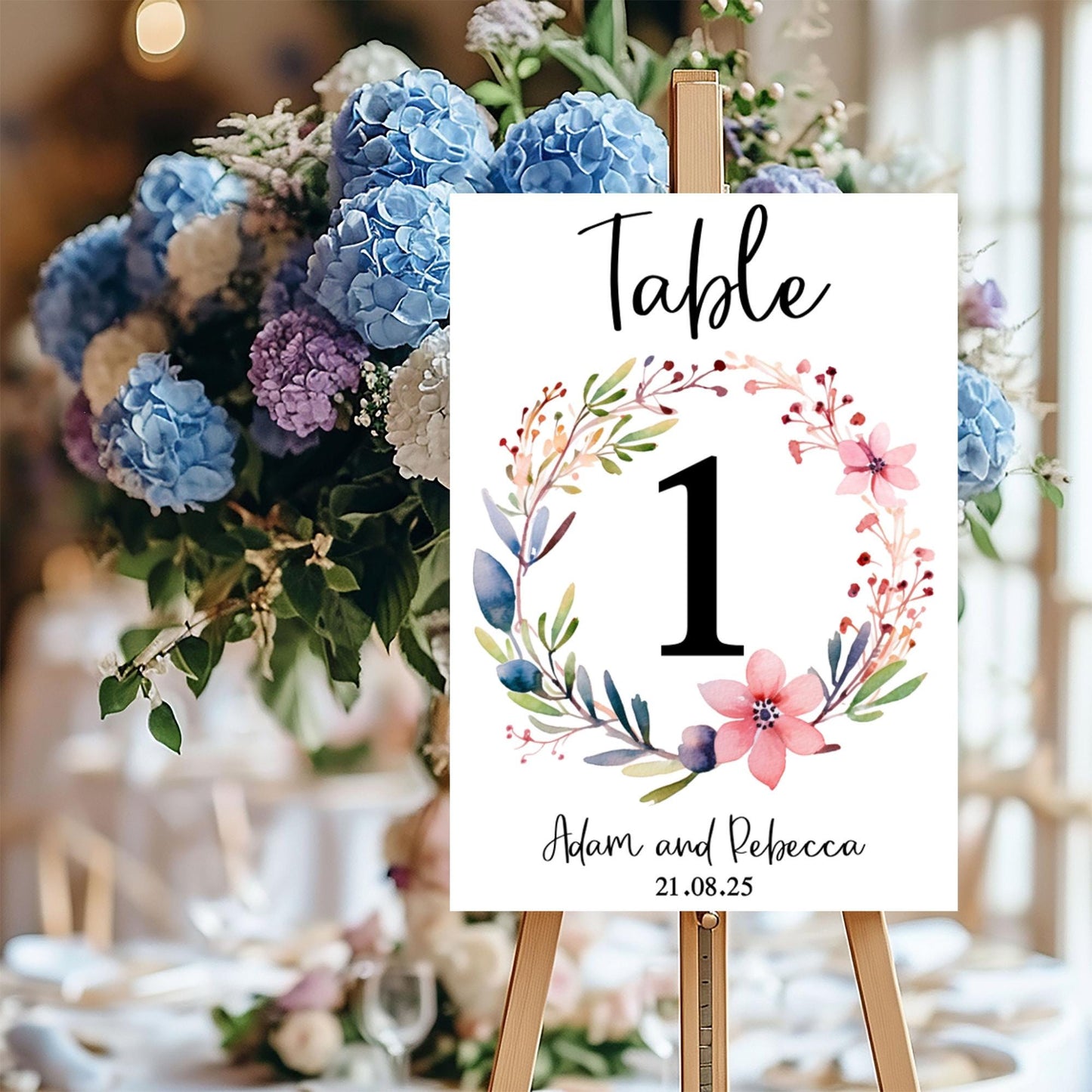 Floral Wedding Table Number