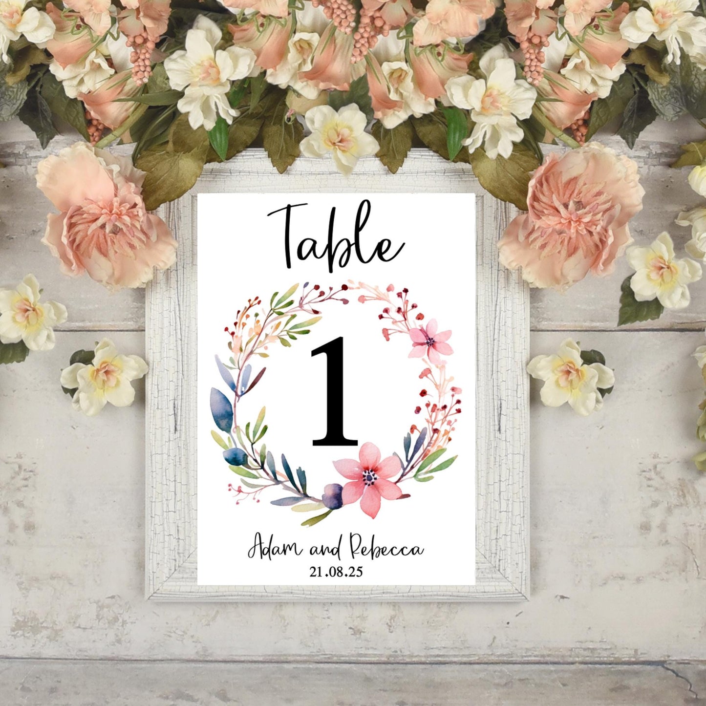 Floral Wedding Table Number