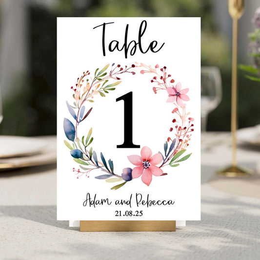 Floral Wedding Table Number