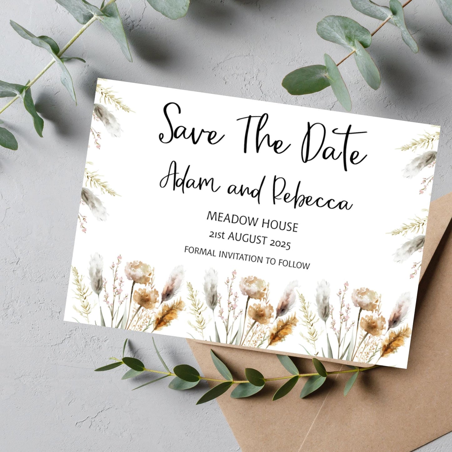 Autumnal Wild Flowers Wedding Save The Date