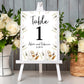 Autumnal Wild Flowers Wedding Table Number