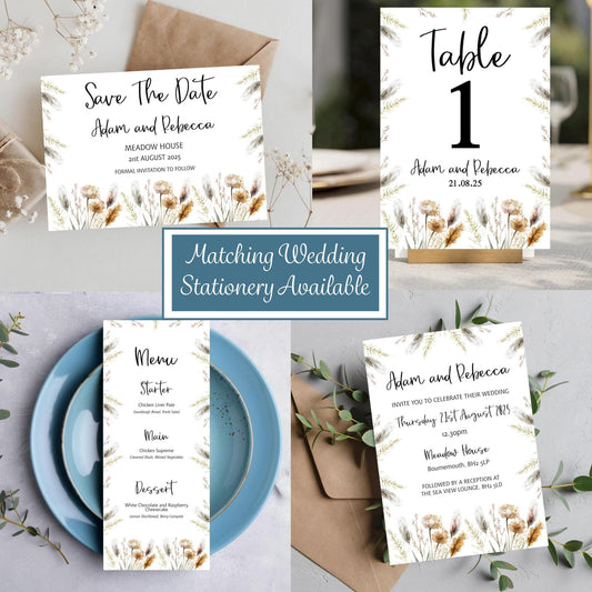 Autumn Wild Flowers Wedding Menu