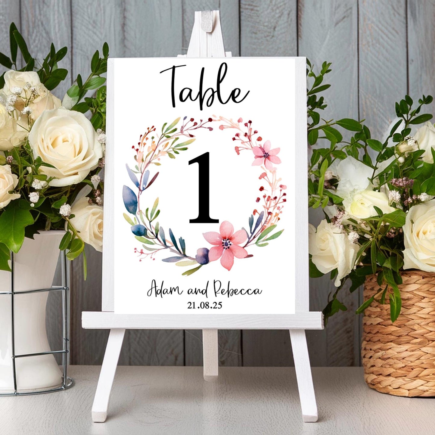 Floral Wedding Table Number