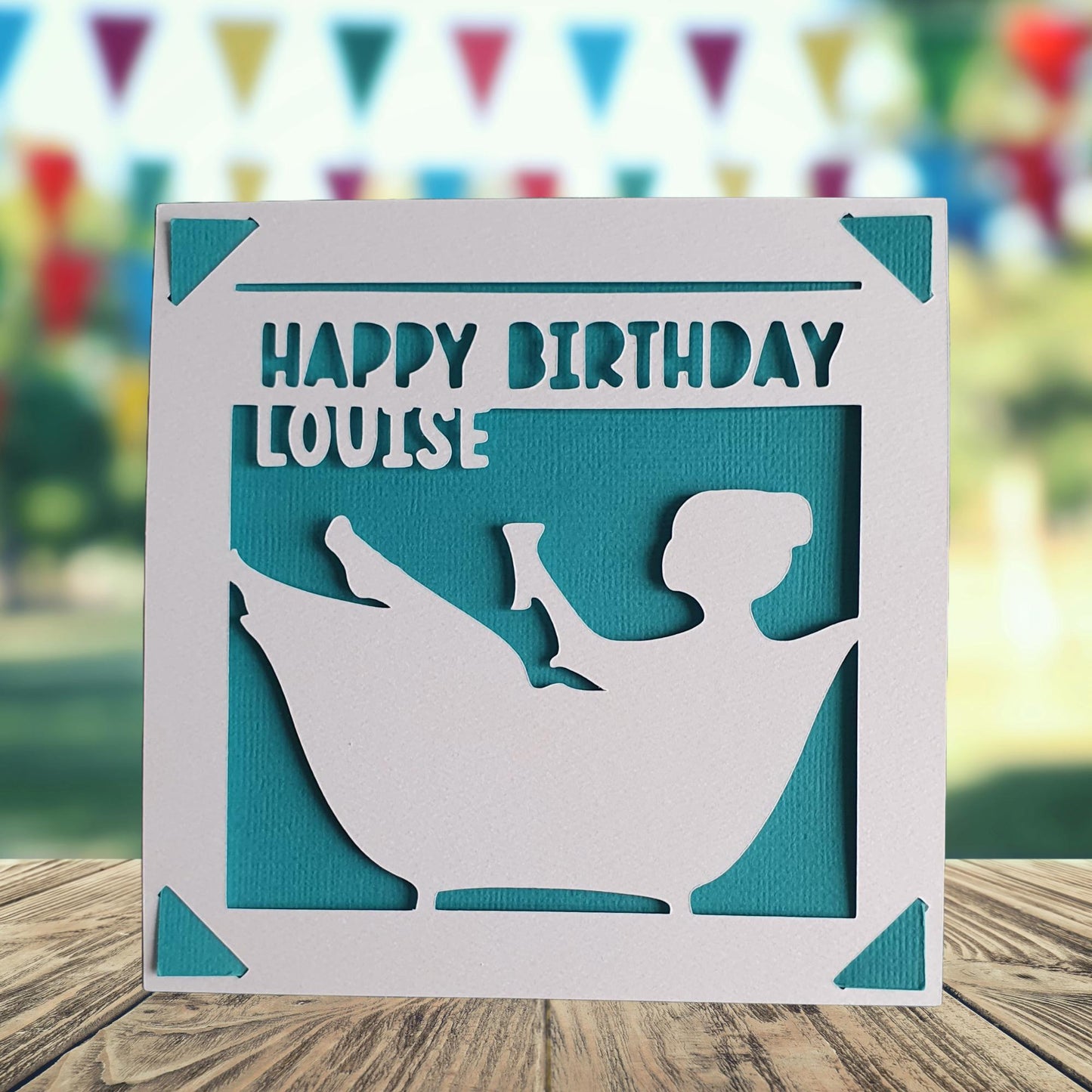 Bath Happy Birthday Personalised Papercut Card, Birthday Card for Her, Pampering Birthday Card, Birthday Card for Bath Lover, Bath Gift