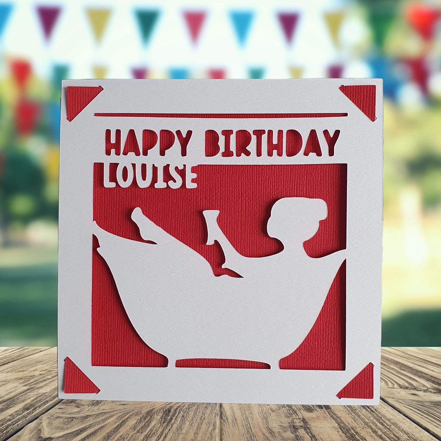 Bath Happy Birthday Personalised Papercut Card, Birthday Card for Her, Pampering Birthday Card, Birthday Card for Bath Lover, Bath Gift