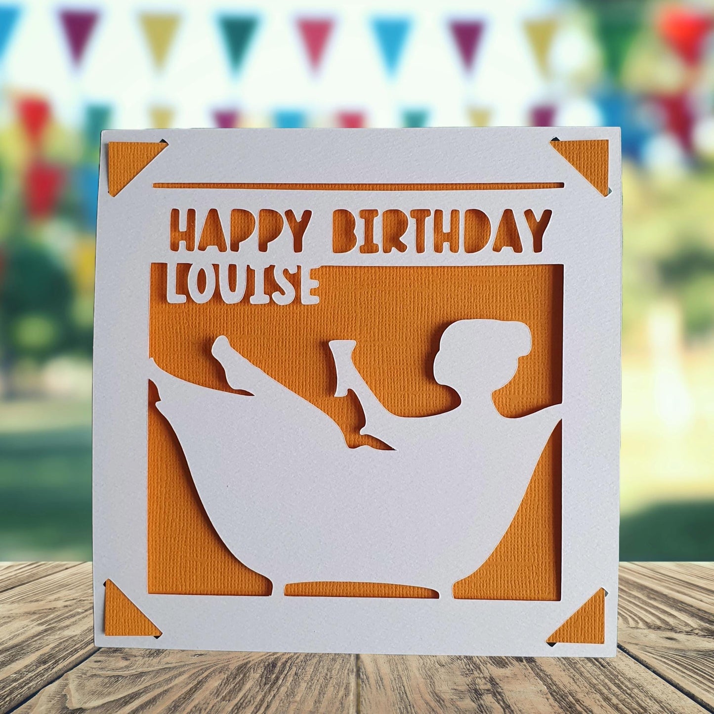Bath Happy Birthday Personalised Papercut Card, Birthday Card for Her, Pampering Birthday Card, Birthday Card for Bath Lover, Bath Gift
