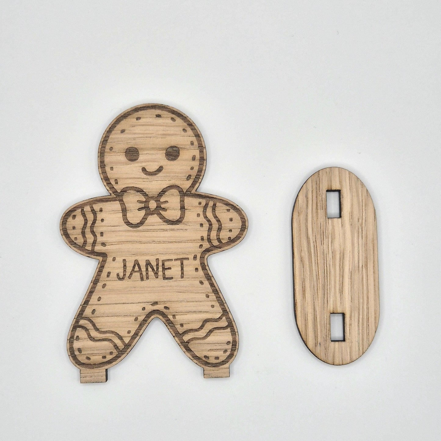 Personalised Oak Gingerbread Man: Christmas Place Setting, Festive Table Decor