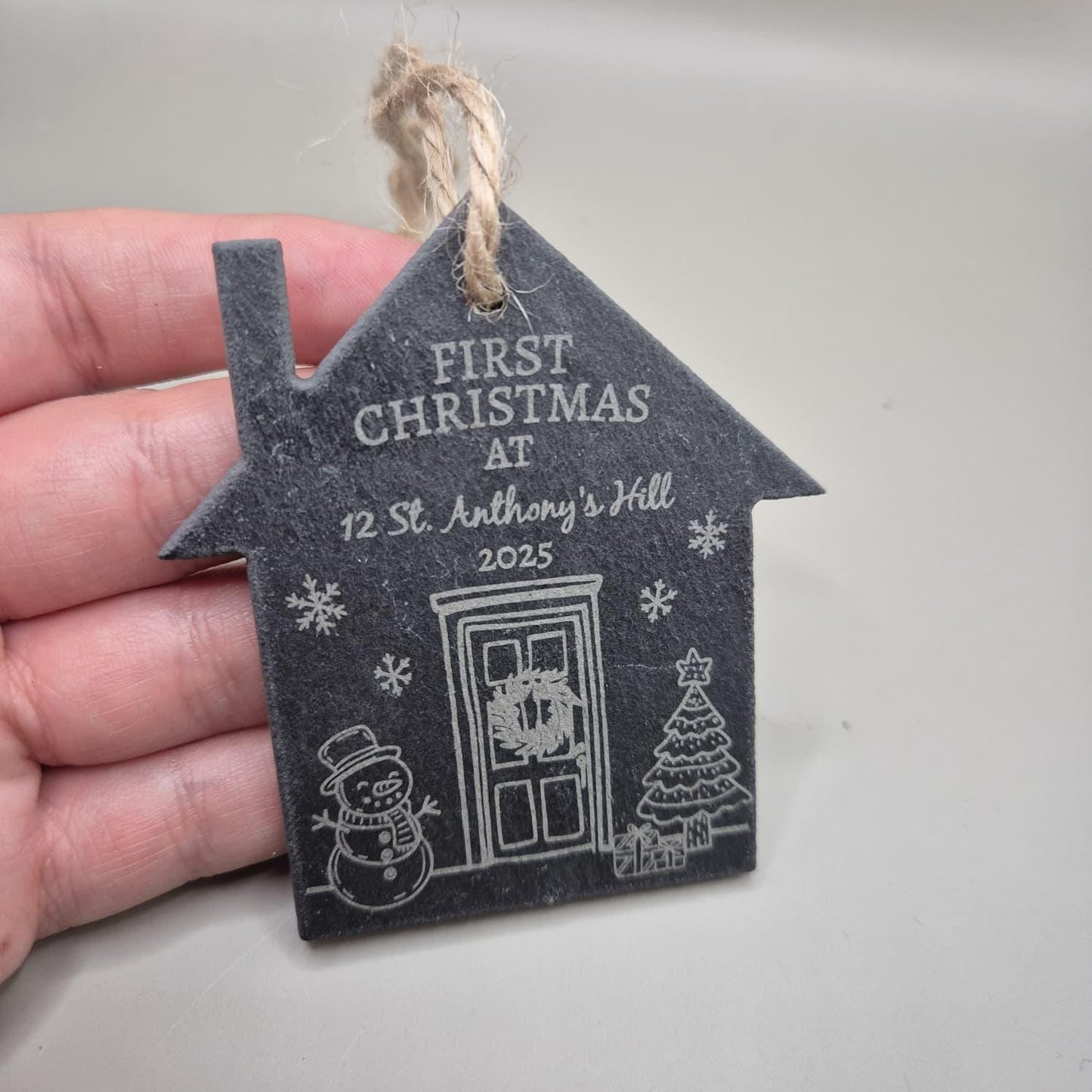 Christmas Housewarming Gift, Personalised Engraved Bauble, Christmas Decoration for New Home, First Home Personalised Bauble