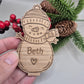 Personalised Oak Snowman: Christmas Place Setting, Festive Table Decor