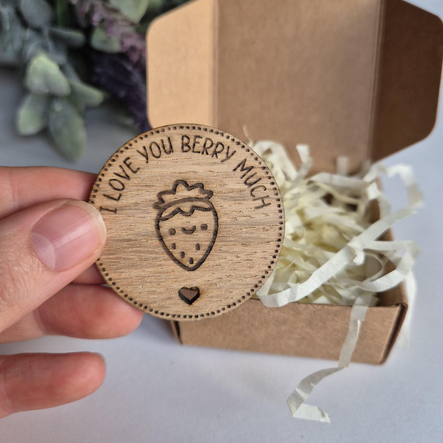 'I Love You Berry Much' - Wooden Token